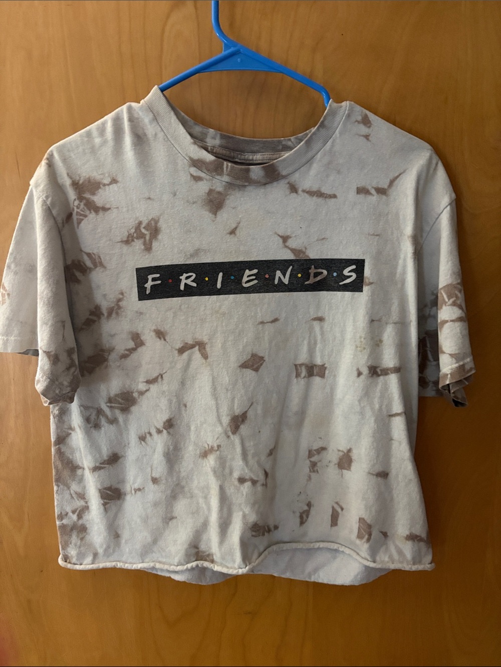 FRIENDS Tie-Dye Crop Tee in Beige and Brown